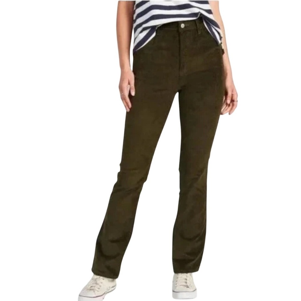 Old Navy Bootcut Pants Womens 16 Olive Green Extra High Rise Corduroy S/733598